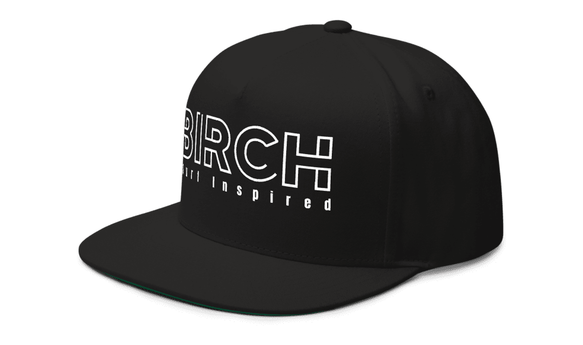 BIRCH Flat Bill Hat - Embroidered Logo (Black) | BIRCH BOARDS