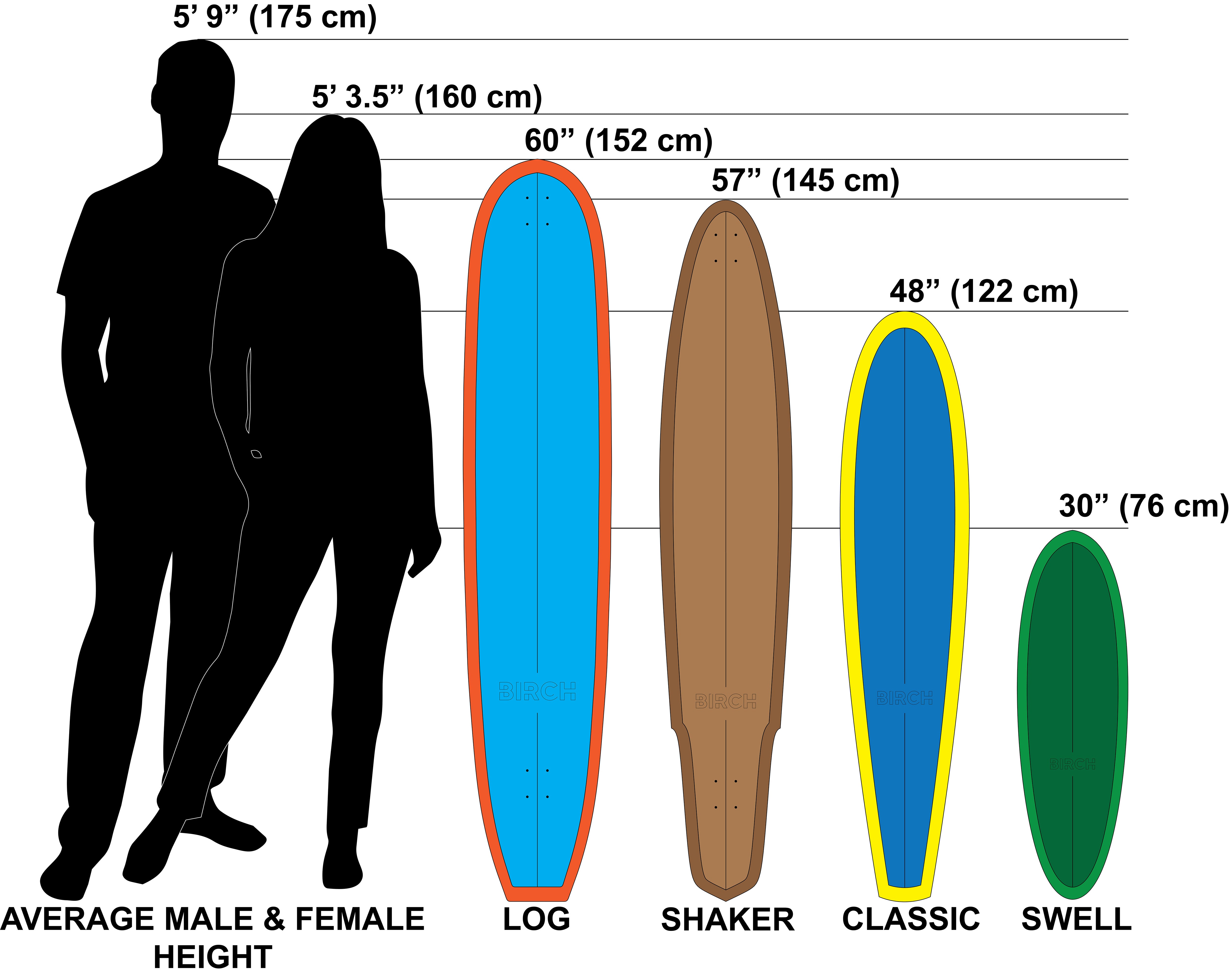 BIRCH 48" Classic Cruiser: Classic Retro Longboard Skateboard