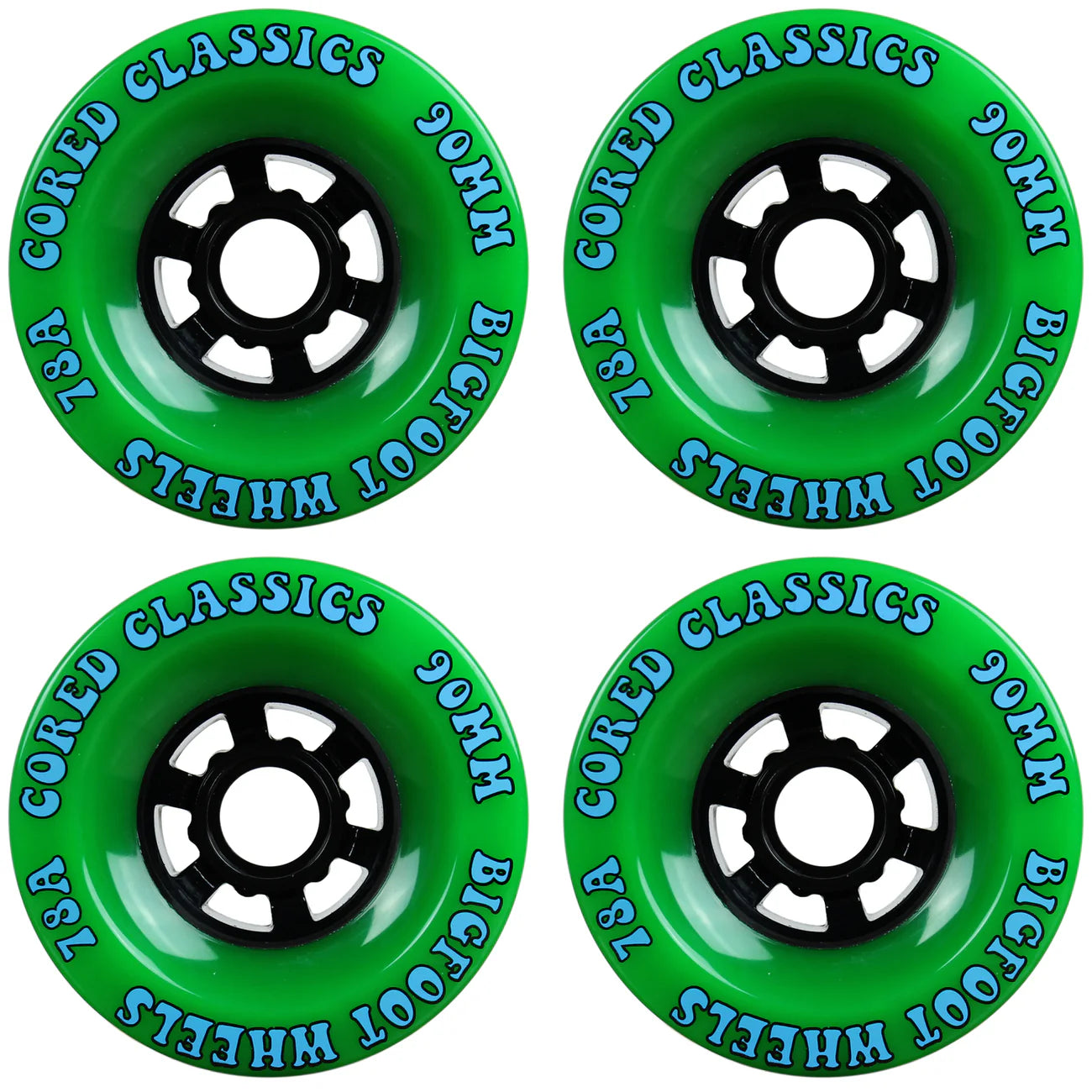 Bigfoot Longboard Wheels - 90mm 78a Cored Classics Green