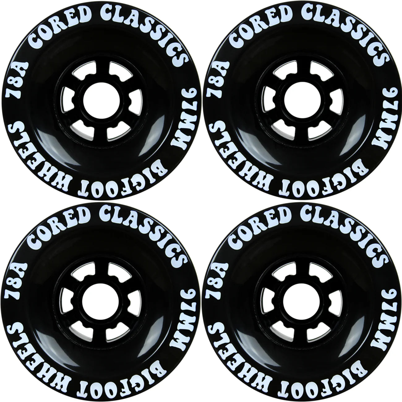 Bigfoot Longboard Wheels - 97mm 78a Cored Classics Black